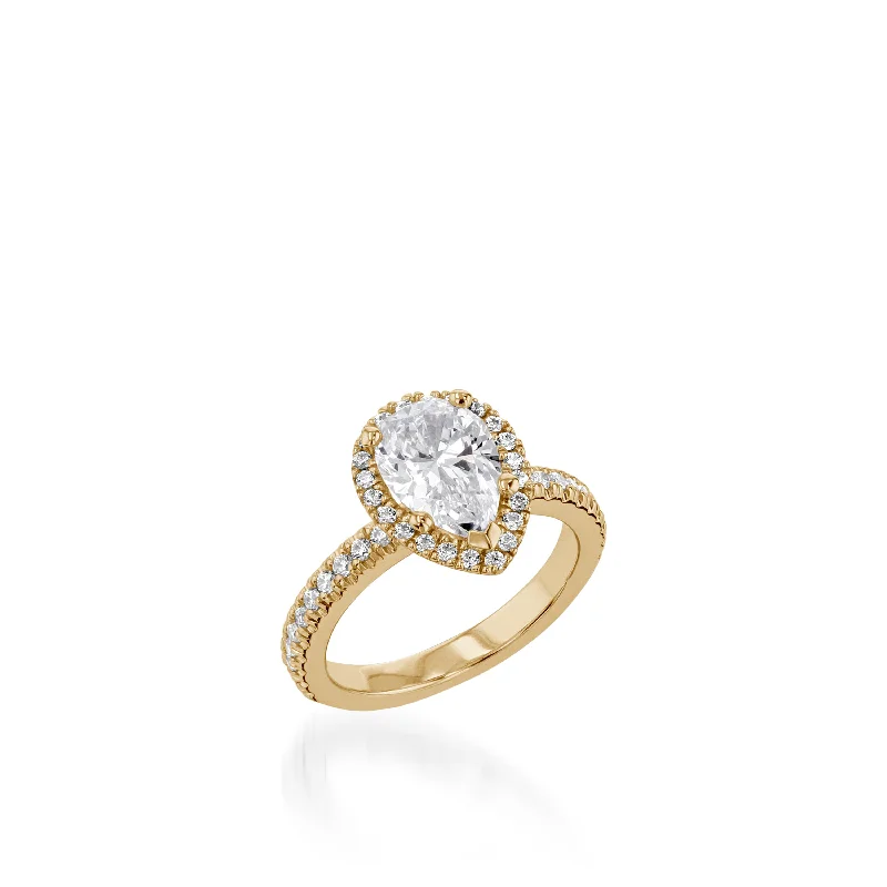 women alternative engagement rings -Majesty Pear Yellow Gold Engagement Ring