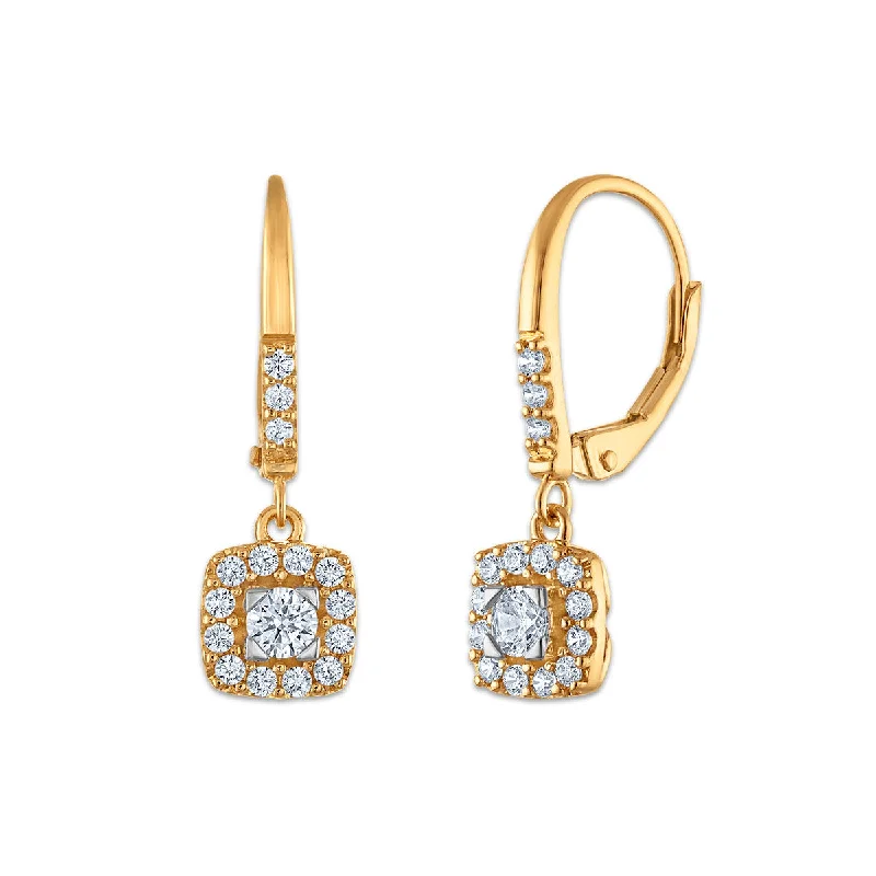 women glamorous earrings -EcoLove 1/2 CTW Lab Grown Drop Diamond Earrings in 10KT Gold