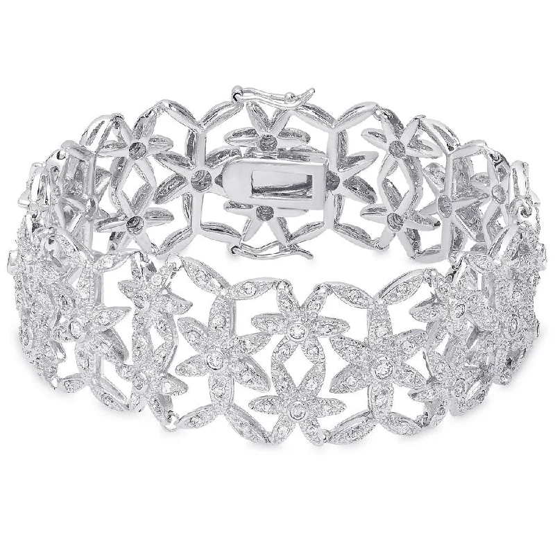 women tennis bracelets -Samantha Stone Sterling Silver Cubic Zirconia Flower Vine Bracelet