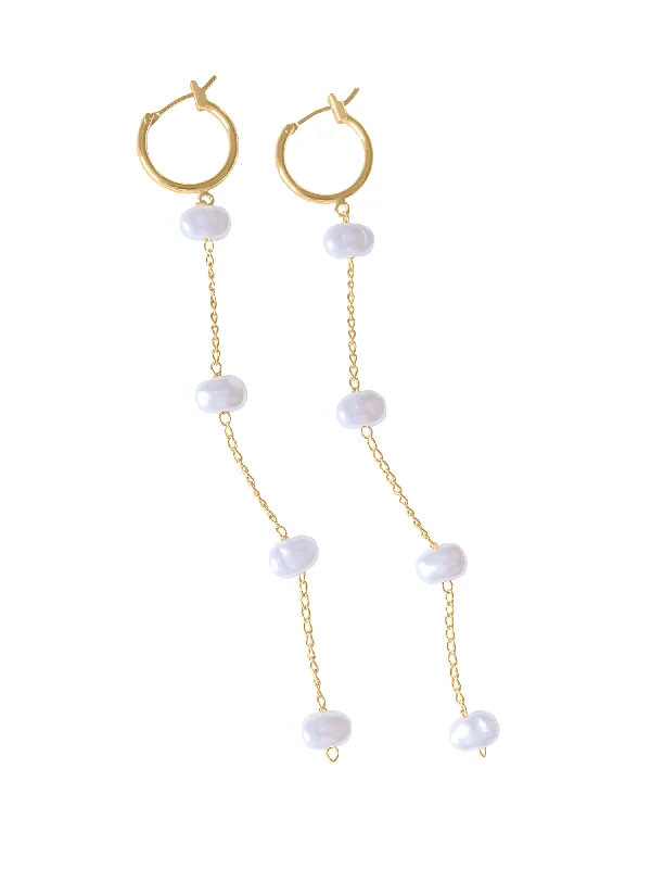 women silver earrings -Marlo Pearl Drop Earring