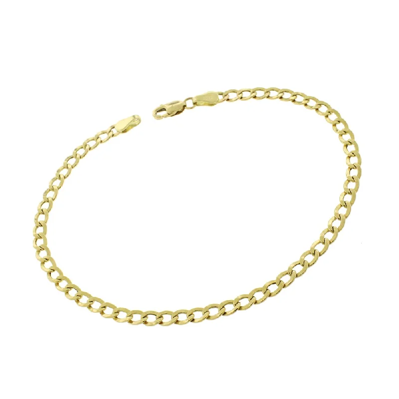 women handmade bracelets -10k Yellow Gold 3.5mm Hollow Cuban Curb Link Bracelet Chain 7.5", 8", 8.5"