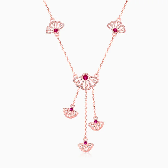 women luxury designer necklaces -Rose Gold Brilliant Red Eyebright Trio Necklace