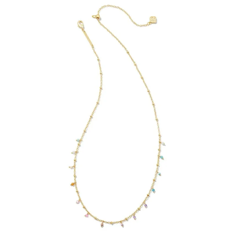 women modern necklaces -Kendra Scott | Camry Gold Beaded Strand Necklace in Pastel Mix