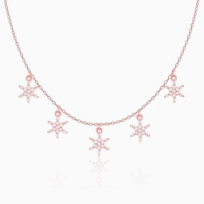 women vintage pendant necklaces -Rose Gold Frost Charm Necklace