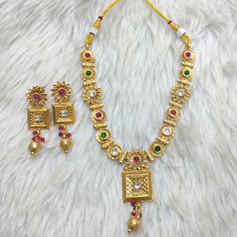 women geometric chain necklaces -Manisha Jewellery Gold Plated Necklace Set