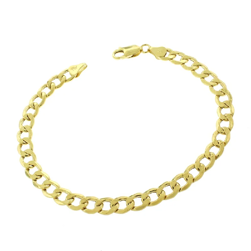 women statement bangles -10k Yellow Gold 7mm Hollow Cuban Curb Link Bracelet Chain 8.5"