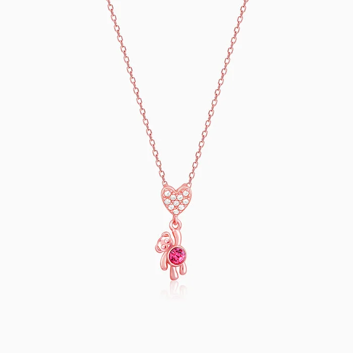 women gold necklaces -Rose Gold Beary Love Necklace