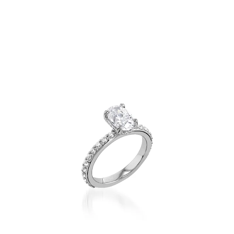 women custom-made engagement rings -Duchess Oval White Gold Engagement Ring