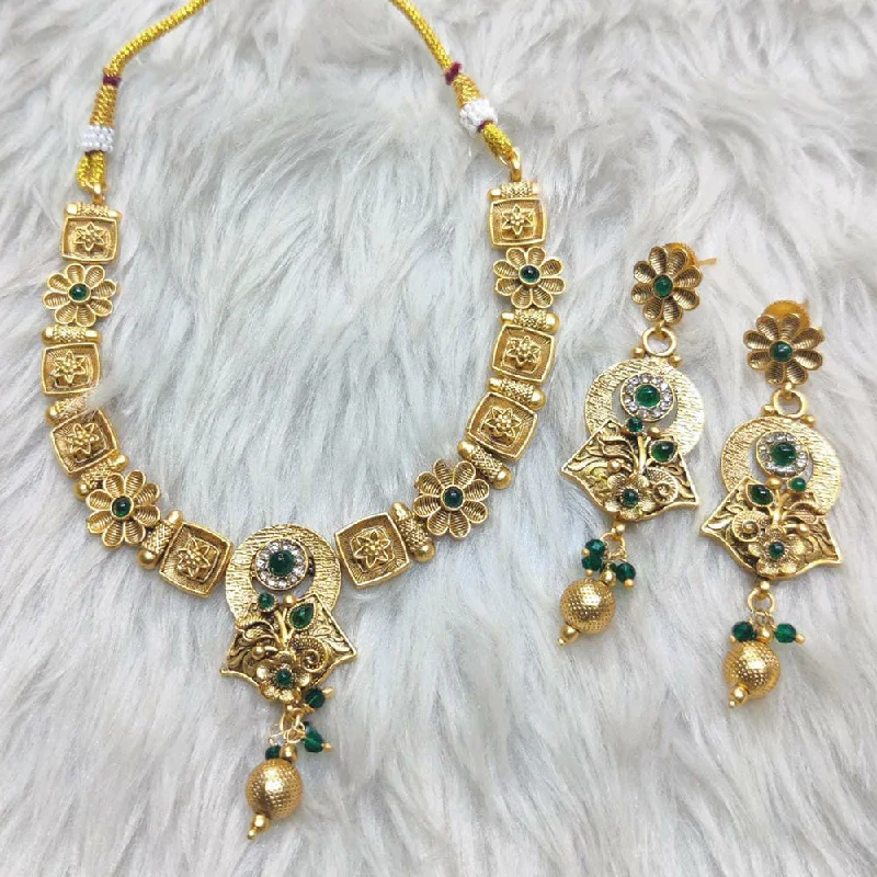 women gold bar necklaces -Manisha Jewellery Gold Plated Necklace Set