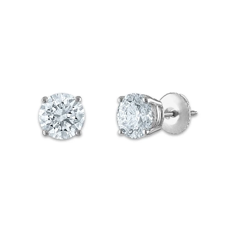 women chic stud earrings -Signature Certificate EcoLove 1-1/2 CTW Round Lab Grown Diamond Solitaire Stud Earrings in 14KT White Gold