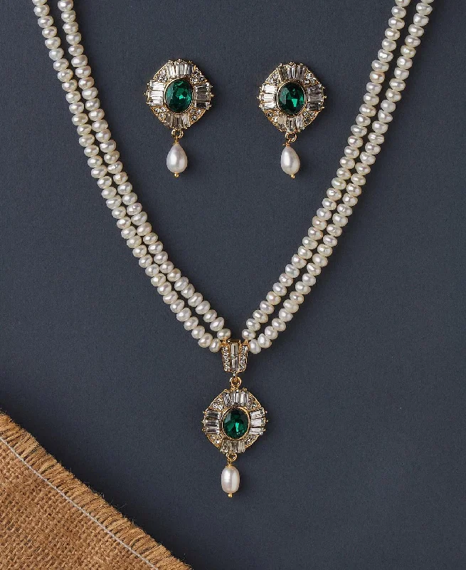 women luxurious necklaces -Trendy Real Pearl Necklace Set