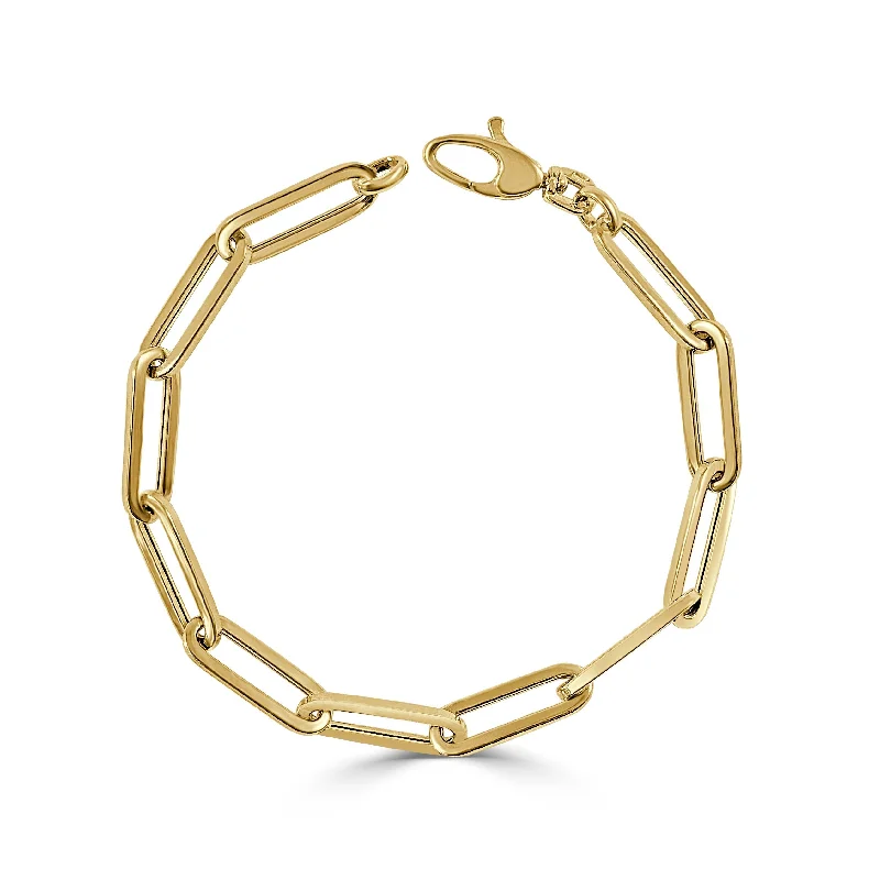 women bangle bracelets -Joelle Gold Link Chain Bracelet - 14K Paperclip Link Chain