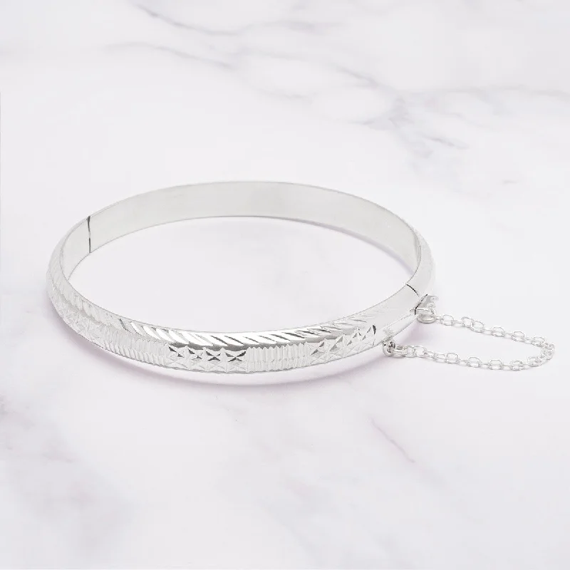 women crystal bangles -Victoria Townsend .925 Sterling Silver Pattern Bangle Bracelet