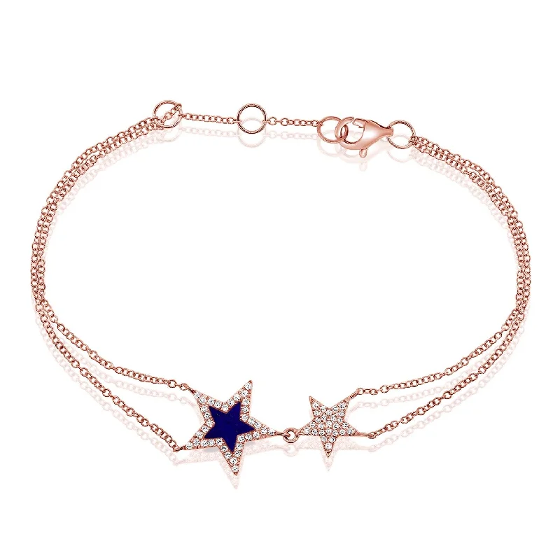 women timeless bracelets -Joelle Star Bracelet Lapis & Diamond 14K Rose Gold