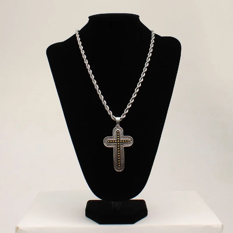 women wedding necklaces -Black/Gold/Silver Cross Men's  Necklace