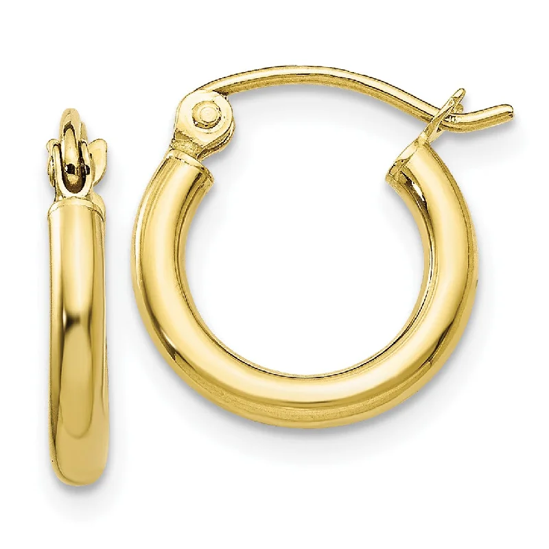 women luxury earrings -10KT Yellow Gold 9X2MM Hoop Earrings