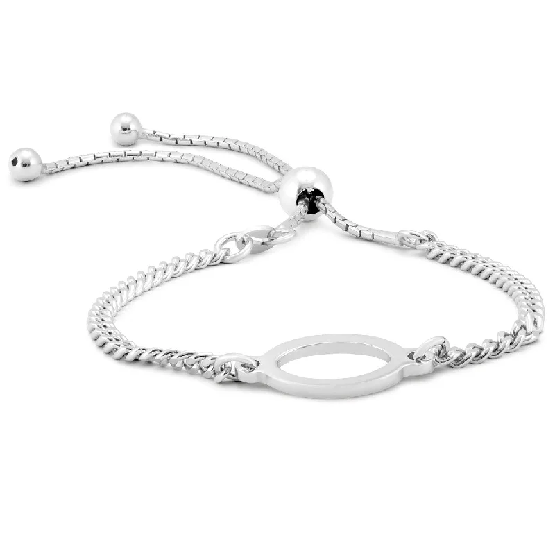 women customized charm bracelets -Infinity Oval Loop Bolo Bracelet in .925 Sterling Silver - charm