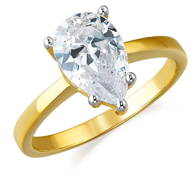 women wedding ring sets -Pear Cut Solitaire Ring