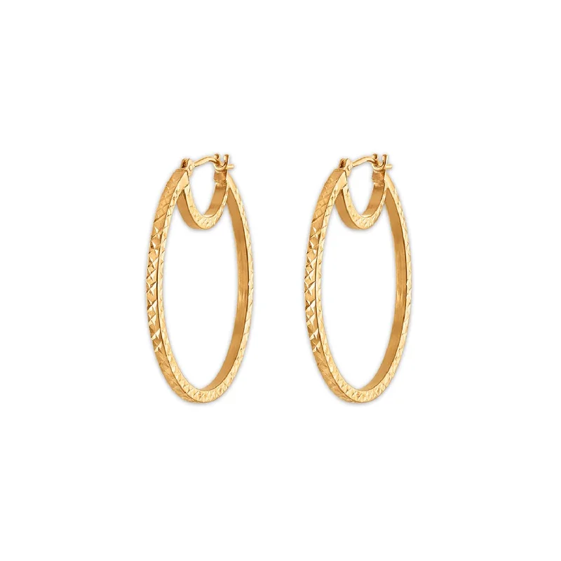 women unique earrings -10KT Gold 28MM Hoop Earrings