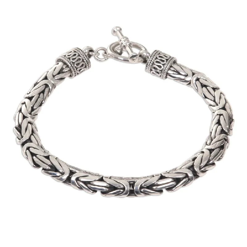 women bracelet sets -NOVICA Handmade Dragon and Naga Snake Chain Bracelet (Indonesia) - Silver