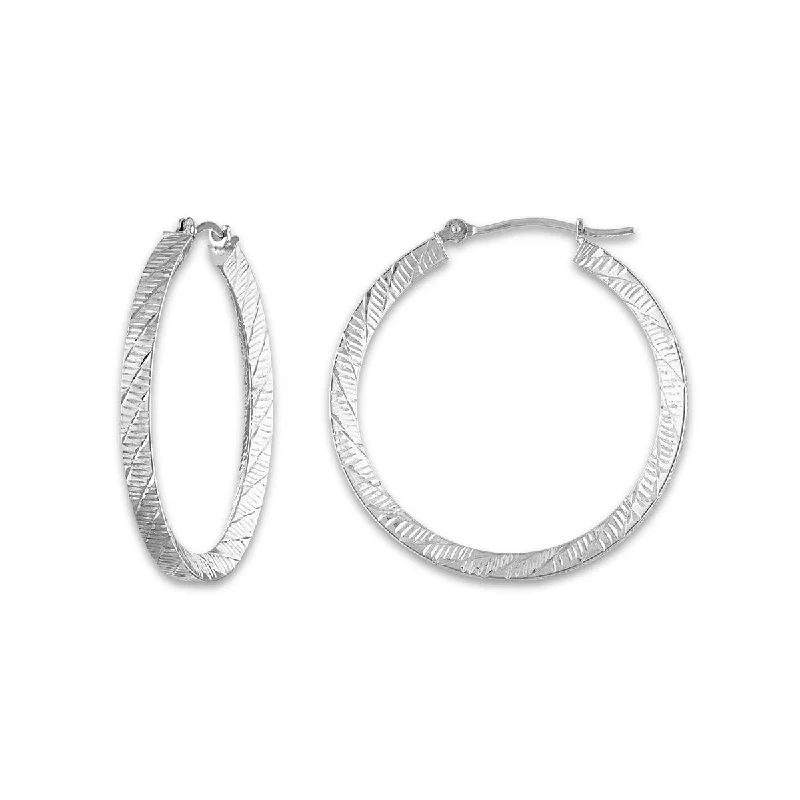 women simple earrings -10KT White Gold 30MM Hoop Earrings