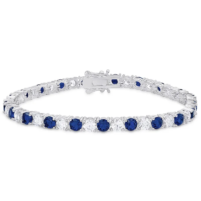 women cuff bangles -Dolce Giavonna Silver Overlay Simulated Stone and Cubic Zirconia Tennis Style Bracelet