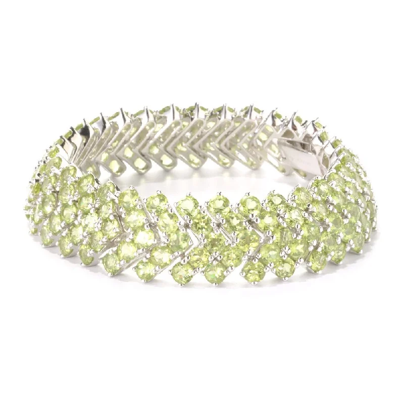 women elastic bracelets -Sterling Silver Peridot Chevron Link Bracelet