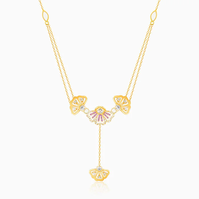 women anniversary gift necklaces -Golden Elegant Eyebright Lariat Necklace