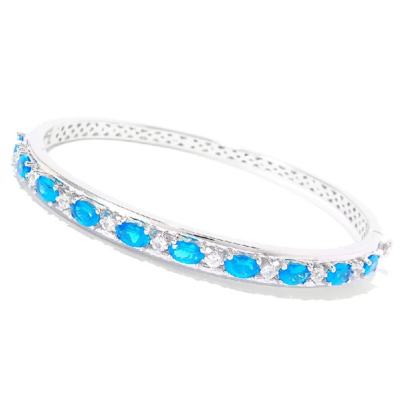 women modern bangles -Sterling Silver Neon Apatite White Zircon Bracelet