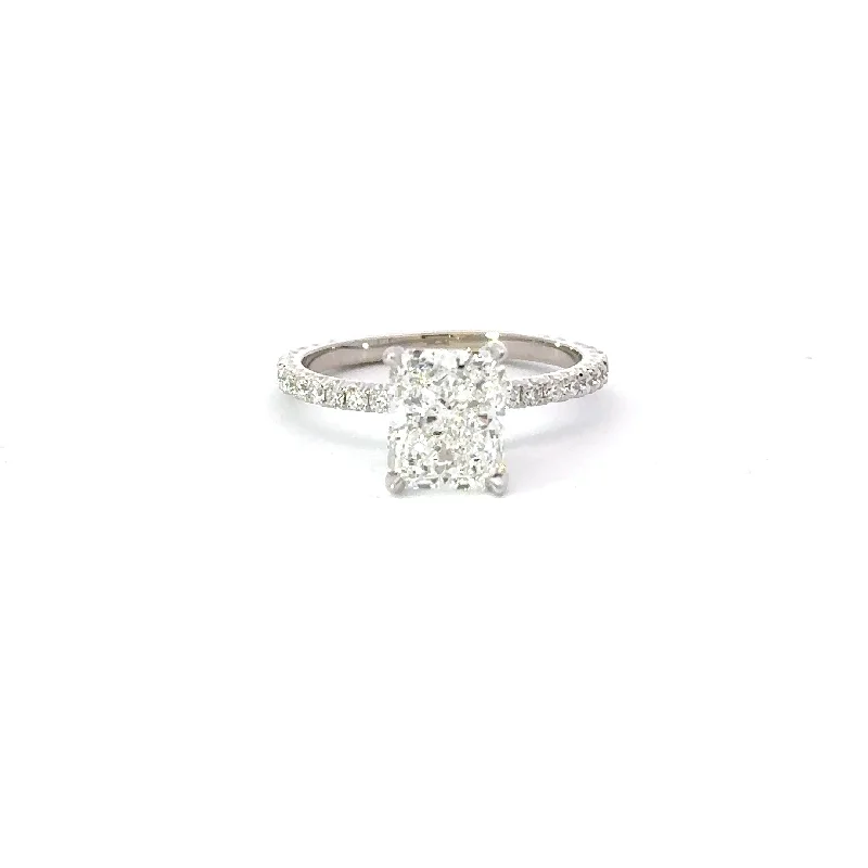 women birthstone engagement rings -2.51 Radiant Natural Diamond Engagement Ring with Hidden Halo