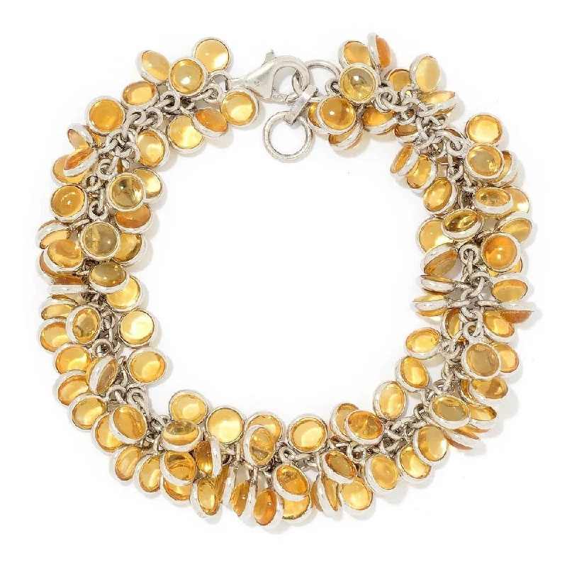 women pearl bracelets -Sterling Silver Citrine Adjustable Dangle Bracelet