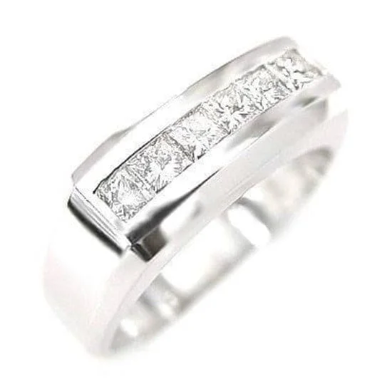 women custom-designed engagement rings -1.00 Ct. Men's Diamond Ring Channel Set Princess Cut G Color VS1 8mm Width