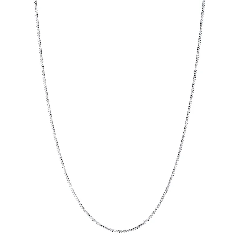 women radiant-cut necklaces -3 CLAW LONG DIAMOND TENNIS NECKLACE