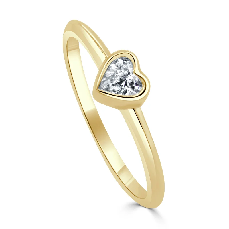 women elegant engagement rings -14K Gold & Heart Diamond Ring