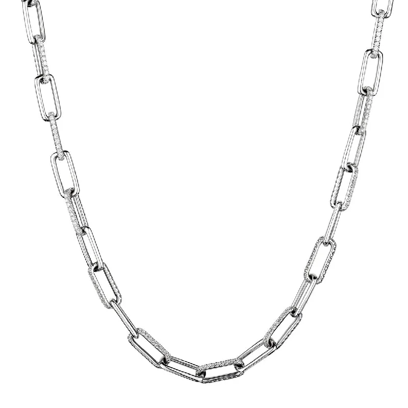 women fashion necklaces -DIAMOND OVAL LINK CHAIN NECKLACE