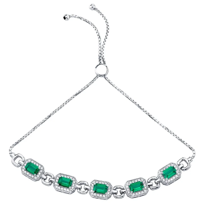 women friendship bracelets -3 ct Emerald Adjustable Bracelet in Sterling Silver