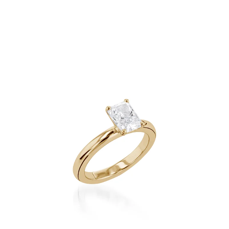 women timeless engagement rings -Essence Solitaire Radiant Yellow Gold Engagement Ring