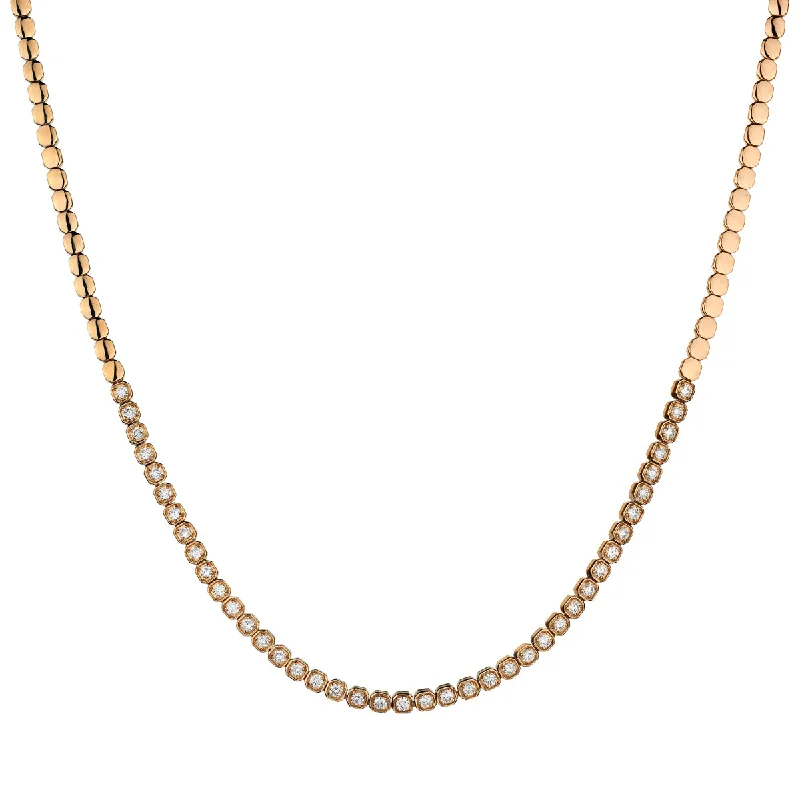 women pearl necklaces -DIAMOND BEZEL SET NECKLACE