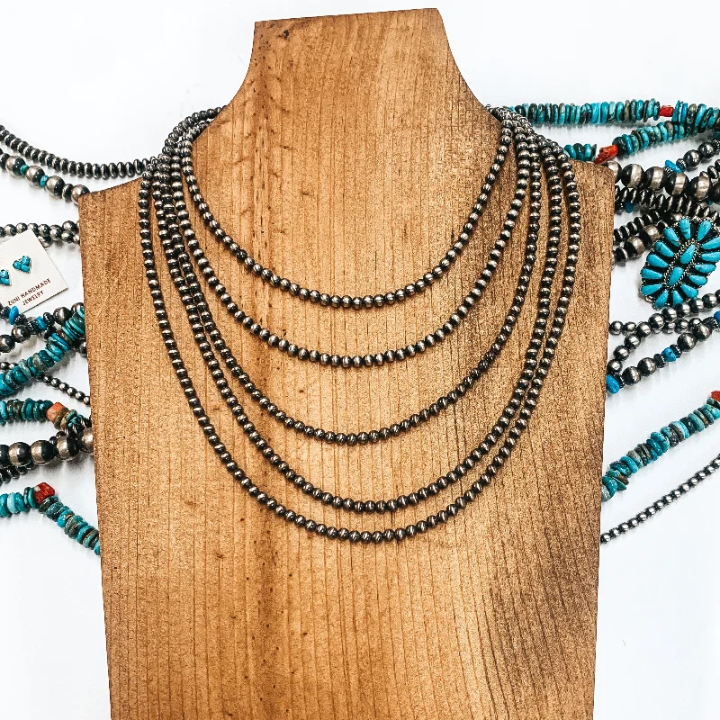 women eco-conscious necklaces -Navajo | Navajo Handmade 4mm Navajo Pearls Necklace | Varying Lengths