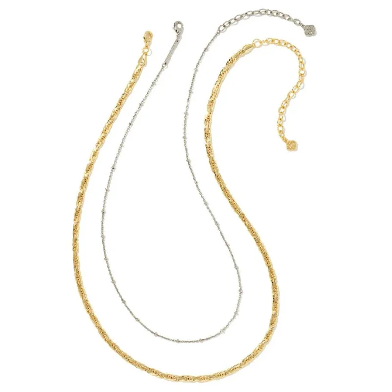 women one-of-a-kind necklaces -Kendra Scott | Carson Set of Two Chain Necklace in Mixed Metal