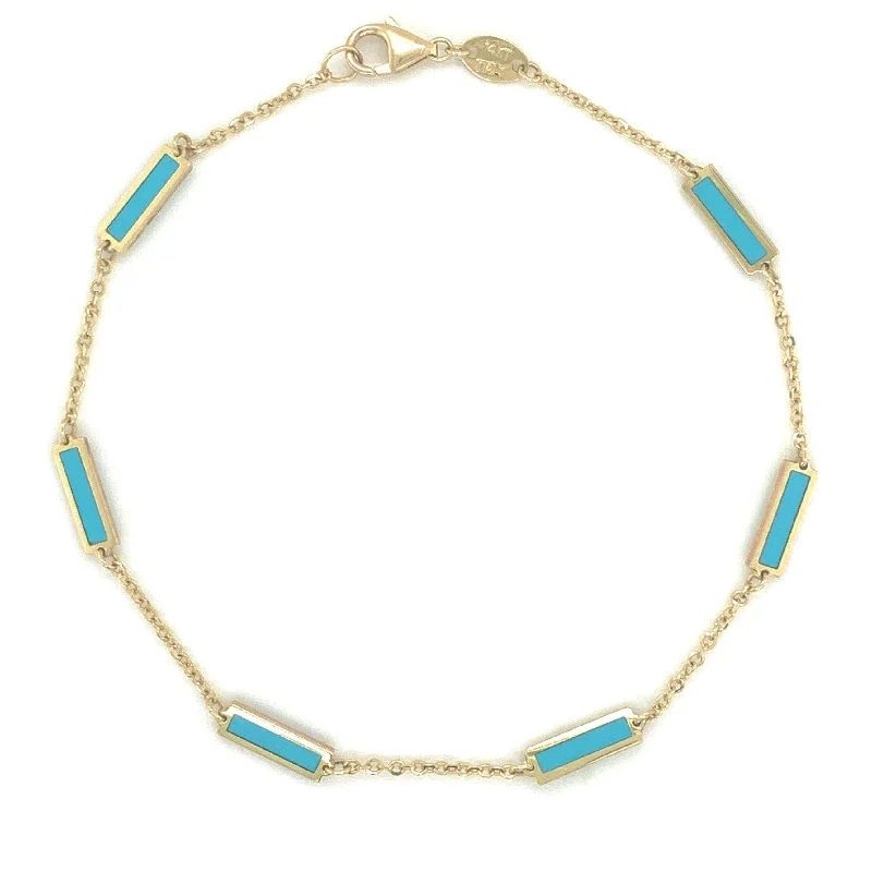 women vintage bangles -Joelle Turquoise Stackable Bar Bracelet - 14K Gold Turquoise Bracelet