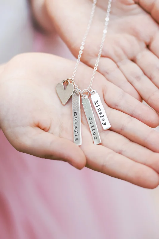 women anniversary necklaces -vertical bar necklace {with heart}