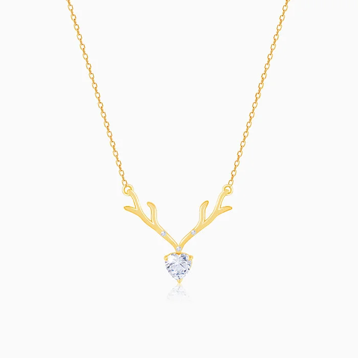 women romantic gift necklaces -Golden Deer Heart Necklace