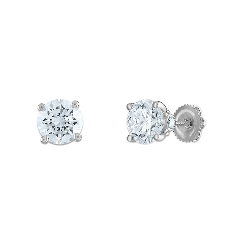 women rhinestone earrings -Red Hot Deal  3 CTW Round Lab Grown Diamond Stud Solitaire Earrings in 14KT White Gold