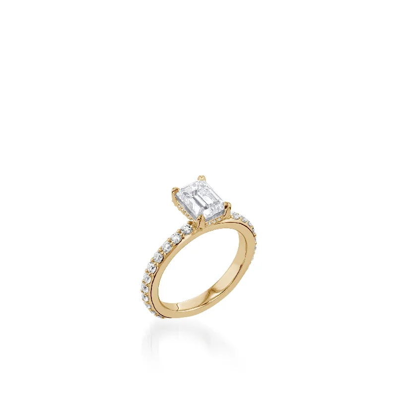 women affordable engagement rings -Duchess Emerald Cut Yellow Gold Engagement Ring