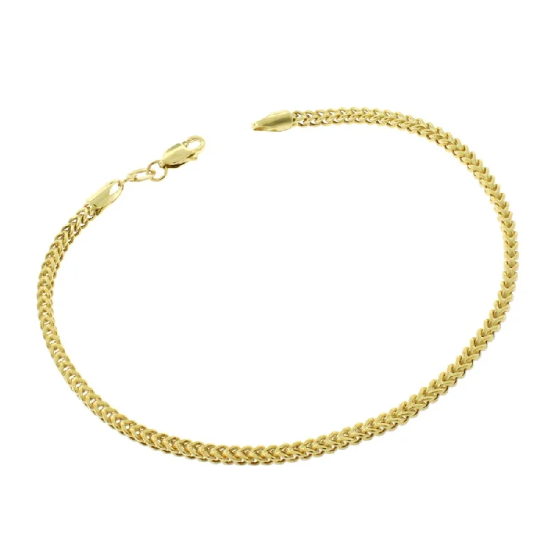 women stacked bracelets -14k Yellow Gold 2mm Hollow Franco Link Bracelet Chain 7.5"