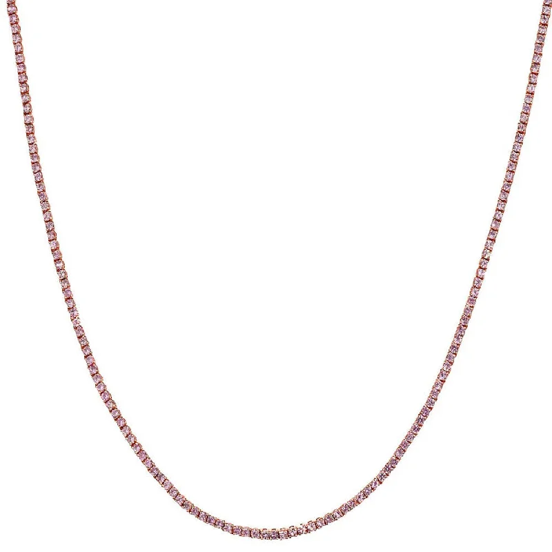 women sparkling diamond necklaces -PINK SAPPHIRE TENNIS NECKLACE