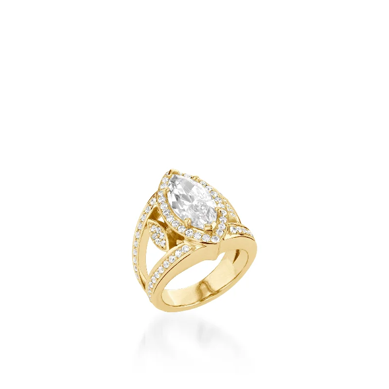 women rose gold engagement rings -Victoria Elite Yellow Gold Diamond Ring