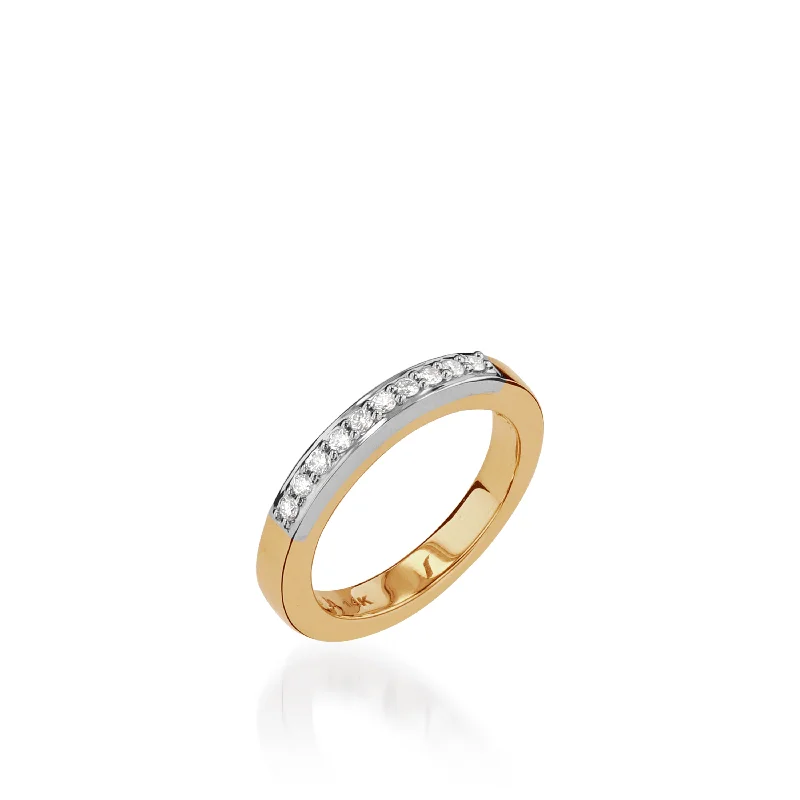 women engagement rings with diamonds -Duplex Gold Pave Diamond Ring