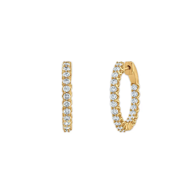 women luxury earrings for women -Signature EcoLove 1 CTW Lab Grown Diamond Hoop Earrings in 14KT Yellow Gold